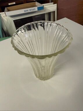 Clear Ribbed Glass Fluted Vase -